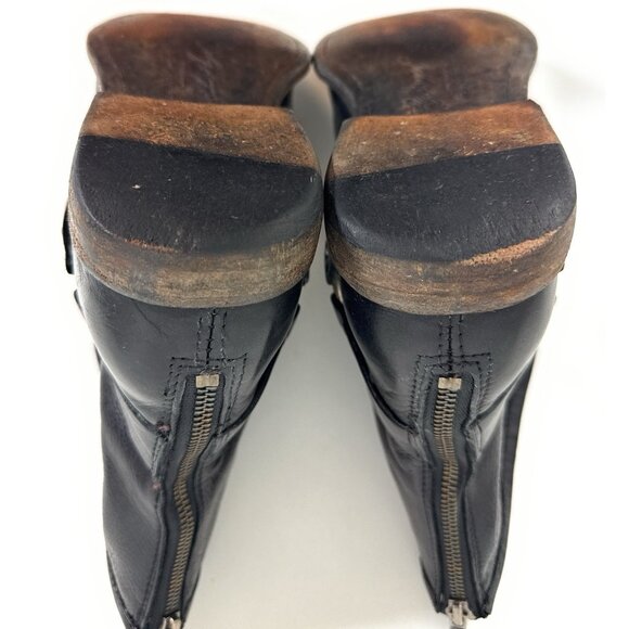 Frye Mens Phillip Harness Moto Biker Boots Size 10 D Back Zip Black Leather - Picture 12 of 14